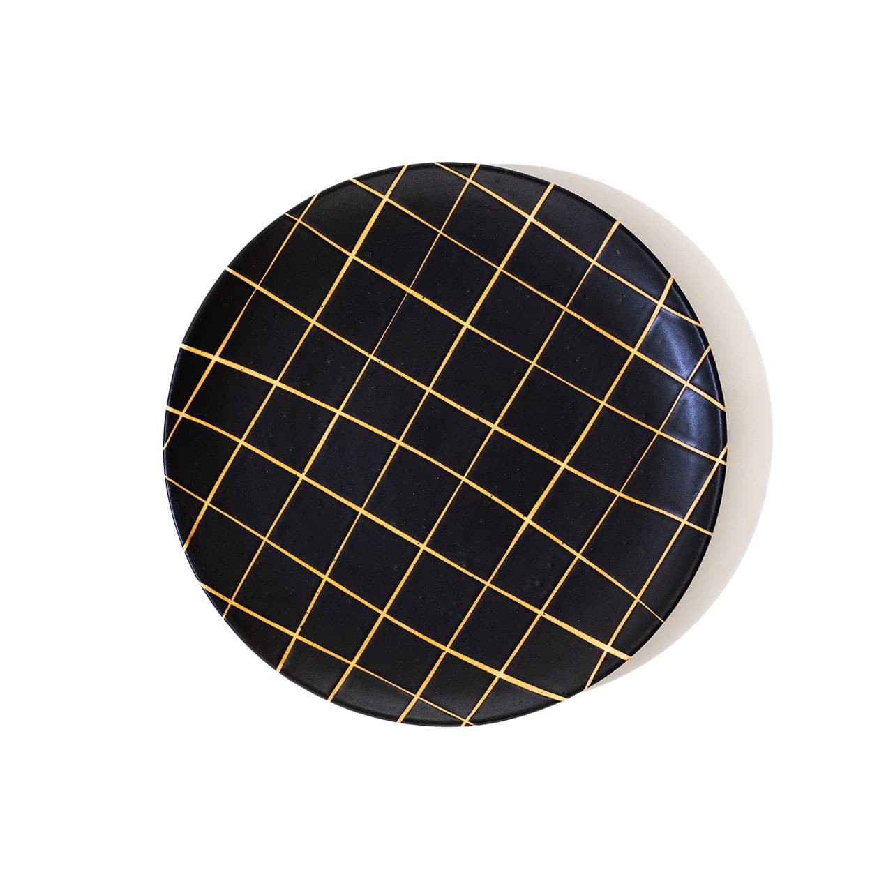 陶factory509 モノクロ皿25cm チェック