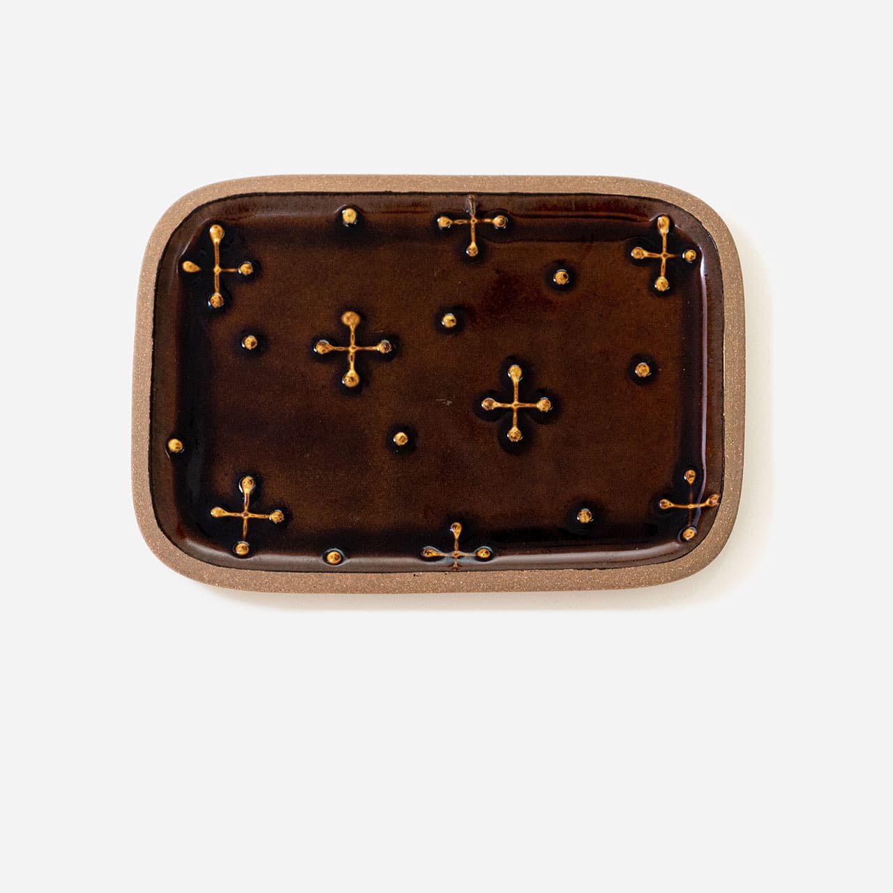 一翠窯 長方皿 中 クリオネ茶