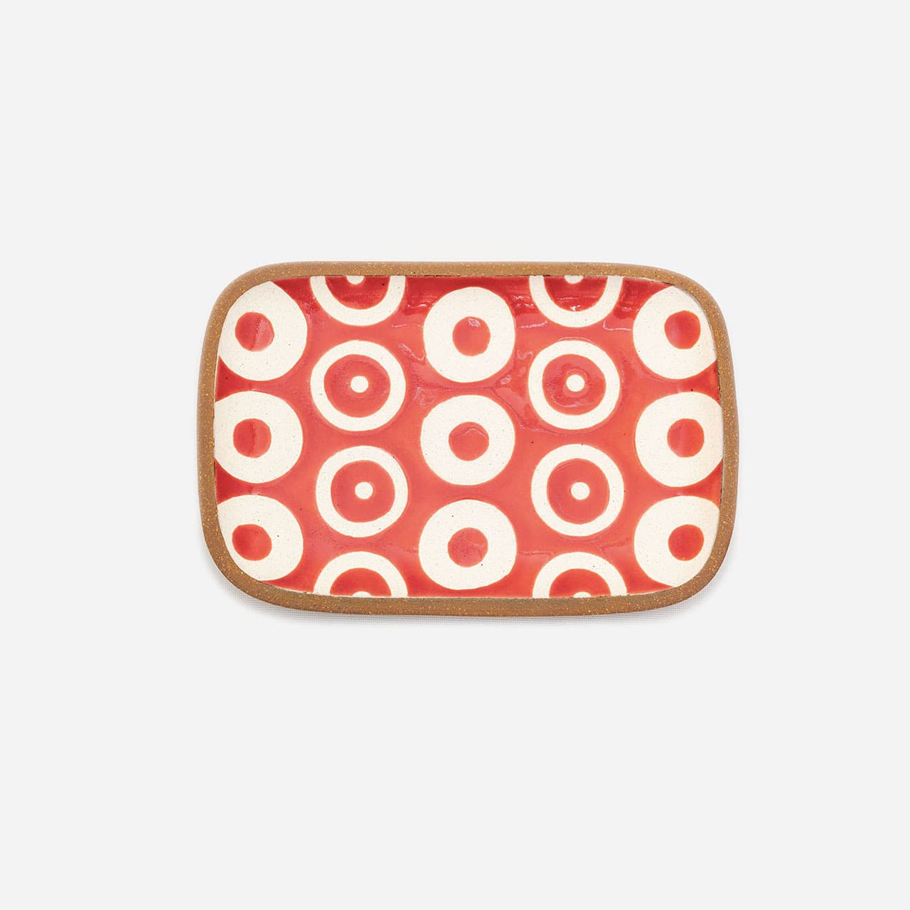 一翠窯 長方皿 小 ヘゴ 赤
