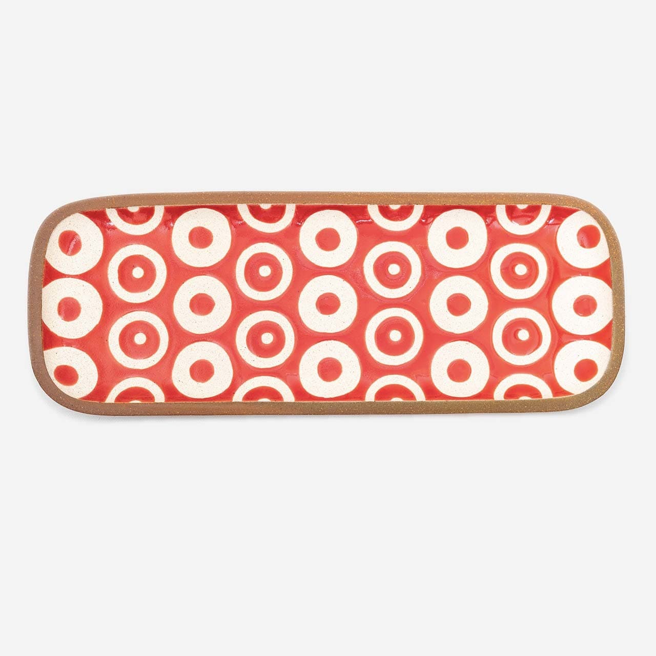 一翠窯 長皿 ヘゴ 赤