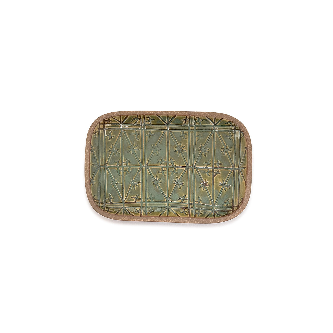 一翠窯 長方皿 中 クリオネ緑