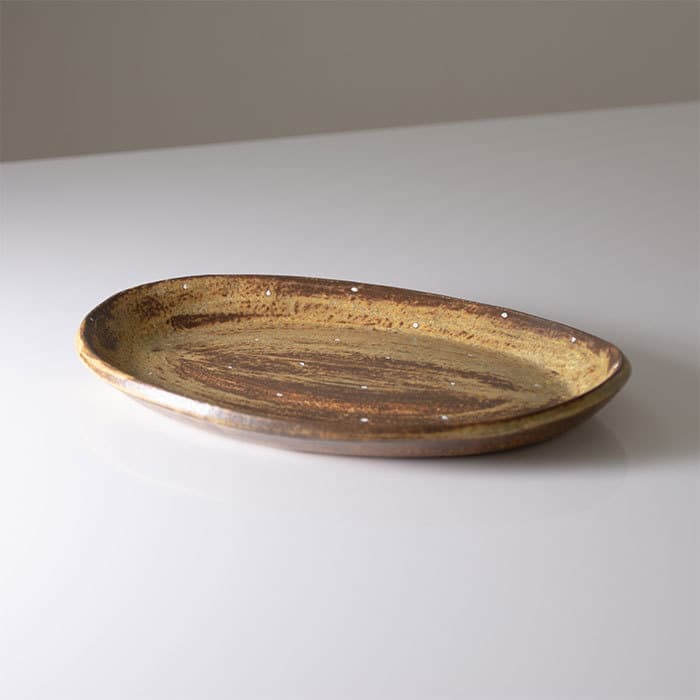 UTSUWAYA180+ オーバルプレート しのぎ 茶色