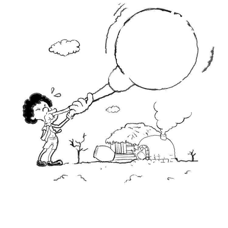 職人ガラスを吹いているイラスト