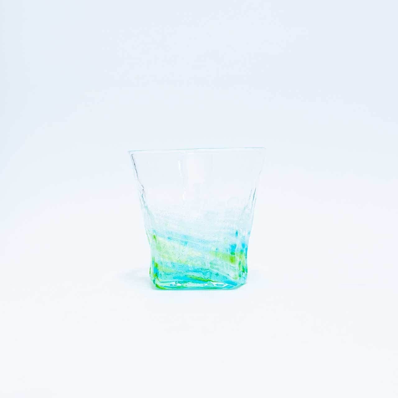 琉球ガラス匠工房/さざ波残波グラス/緑水