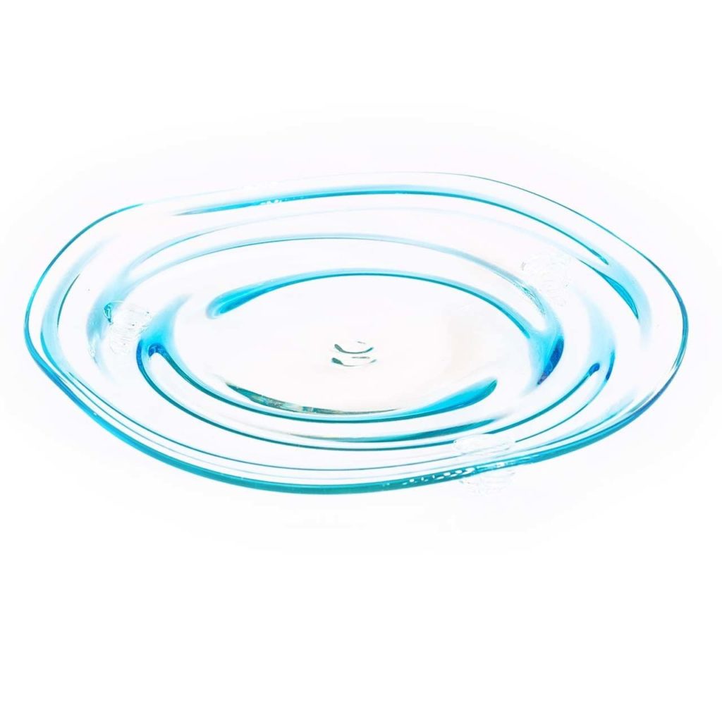ガラス工房ロブスト 三ツ足皿の水色
