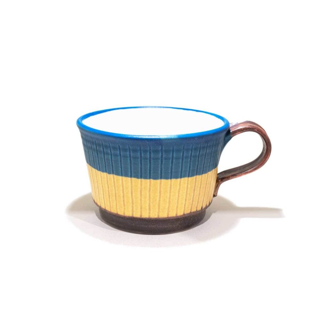 工房ことりの マグカップ 大 青と黄色のツートン