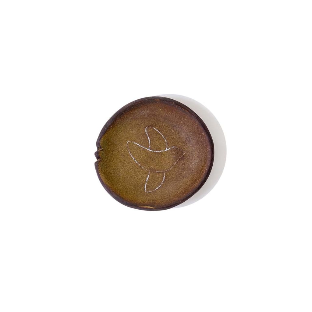 工房ことりの とり豆皿 茶