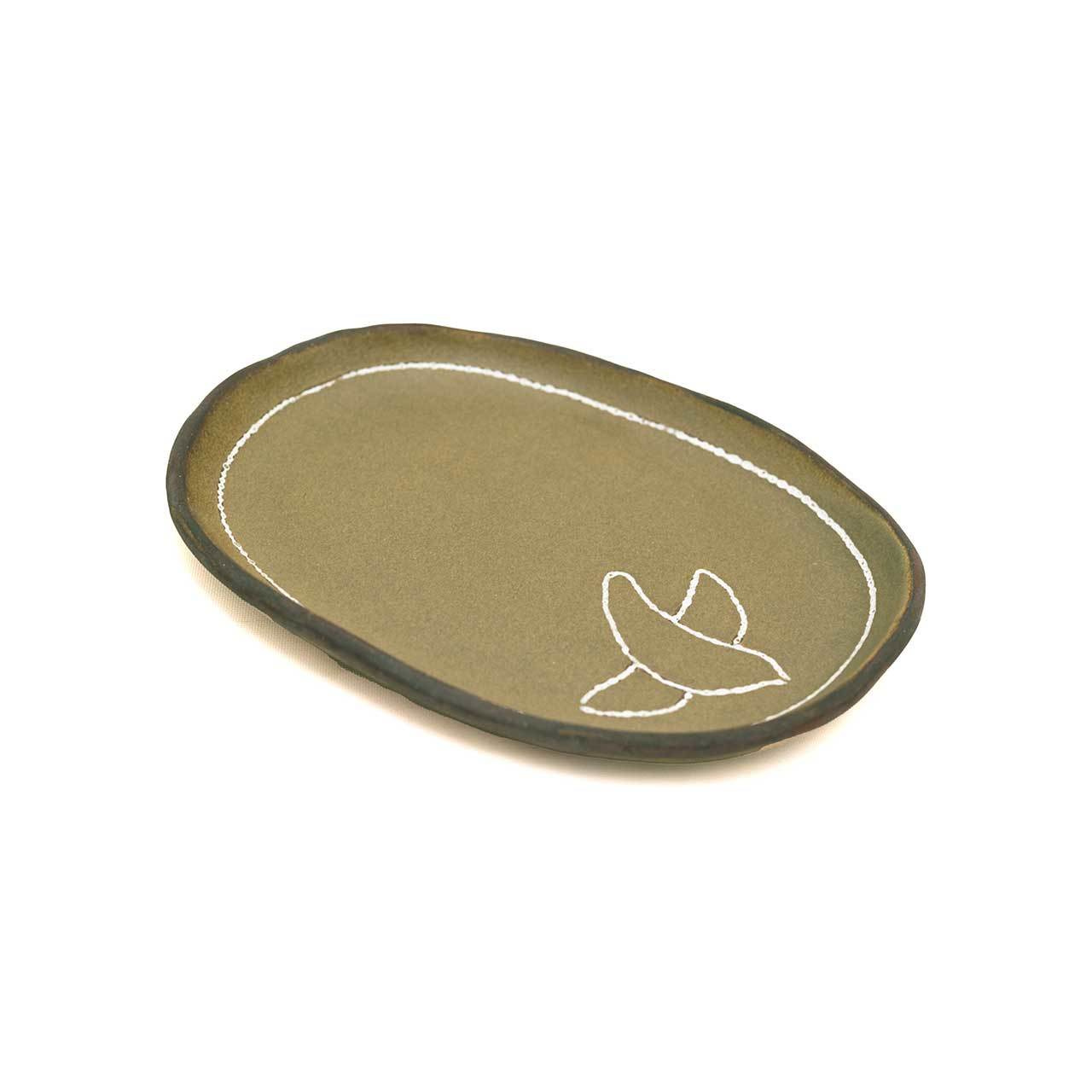 工房ことりの オーバルプレート 茶
