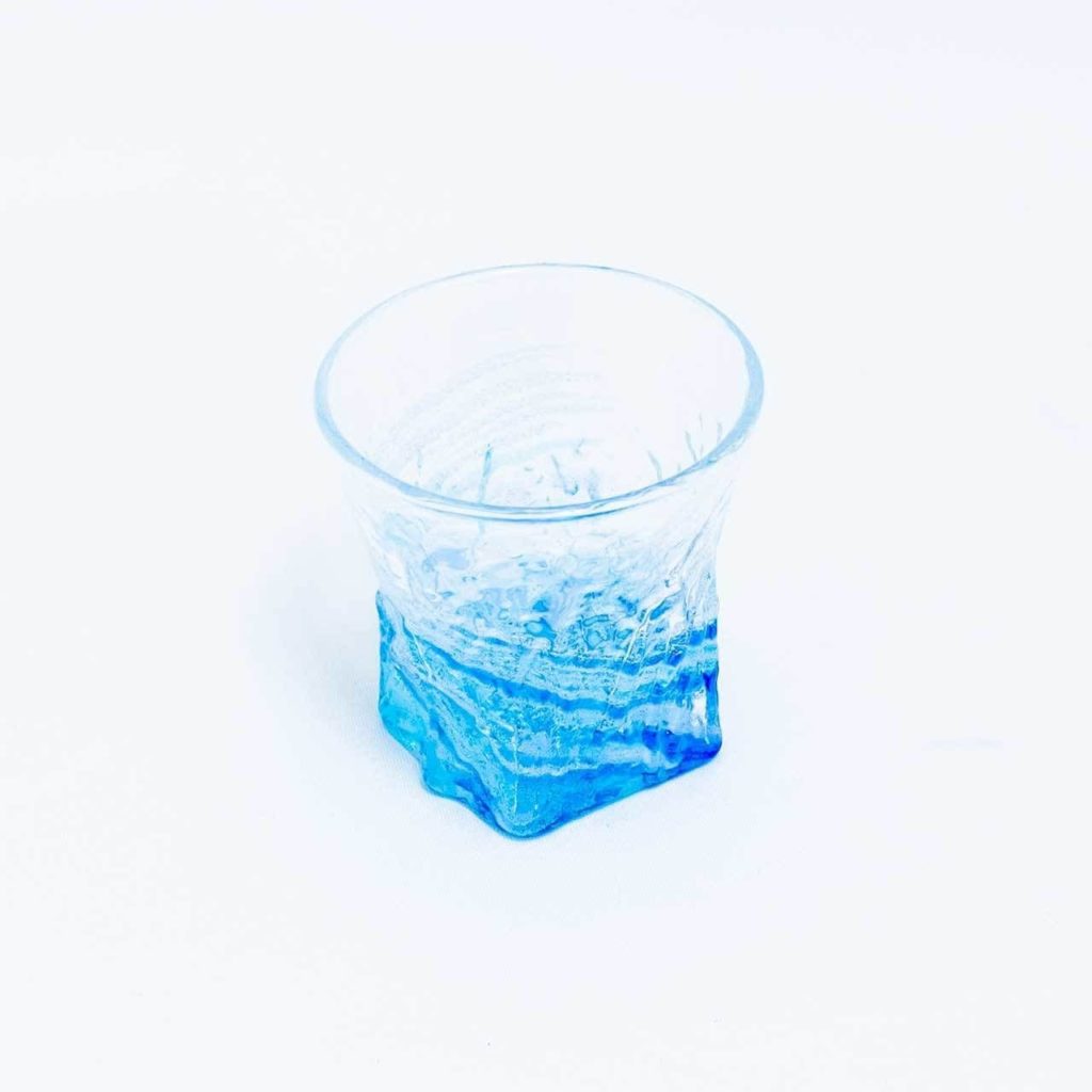 琉球ガラス匠工房/さざ波残波グラス/青水