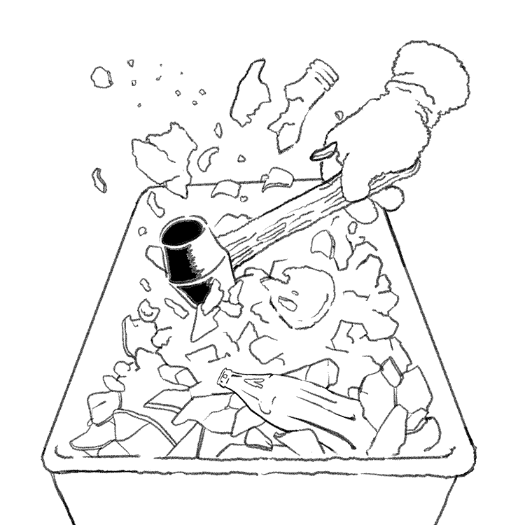 コーラ瓶を割るイラスト
