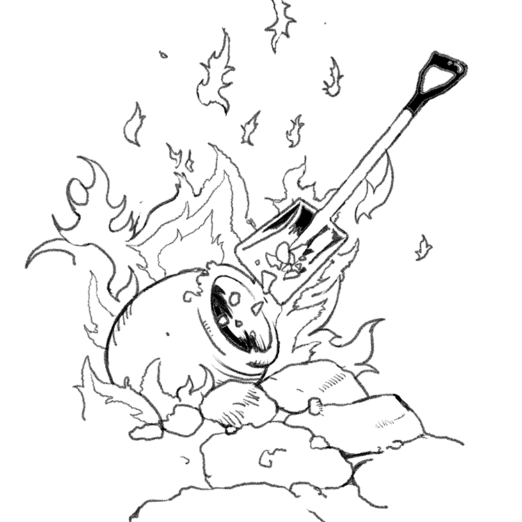 割ったコーラ瓶を坩堝に入れるイラスト