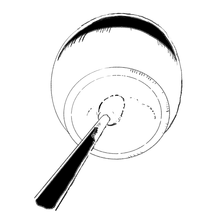 坩堝で溶けたガラスのイラスト