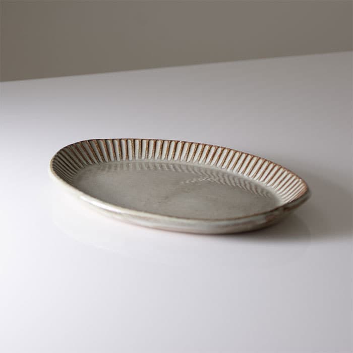 UTSUWAYA180+ オーバルプレート しのぎ キビ灰