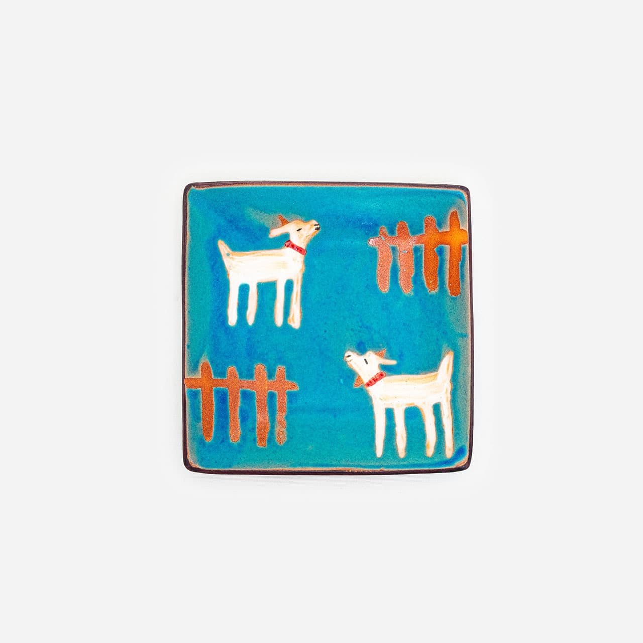 沖縄陶器 やちむん アトリエクッチャネ 角皿 山羊さん