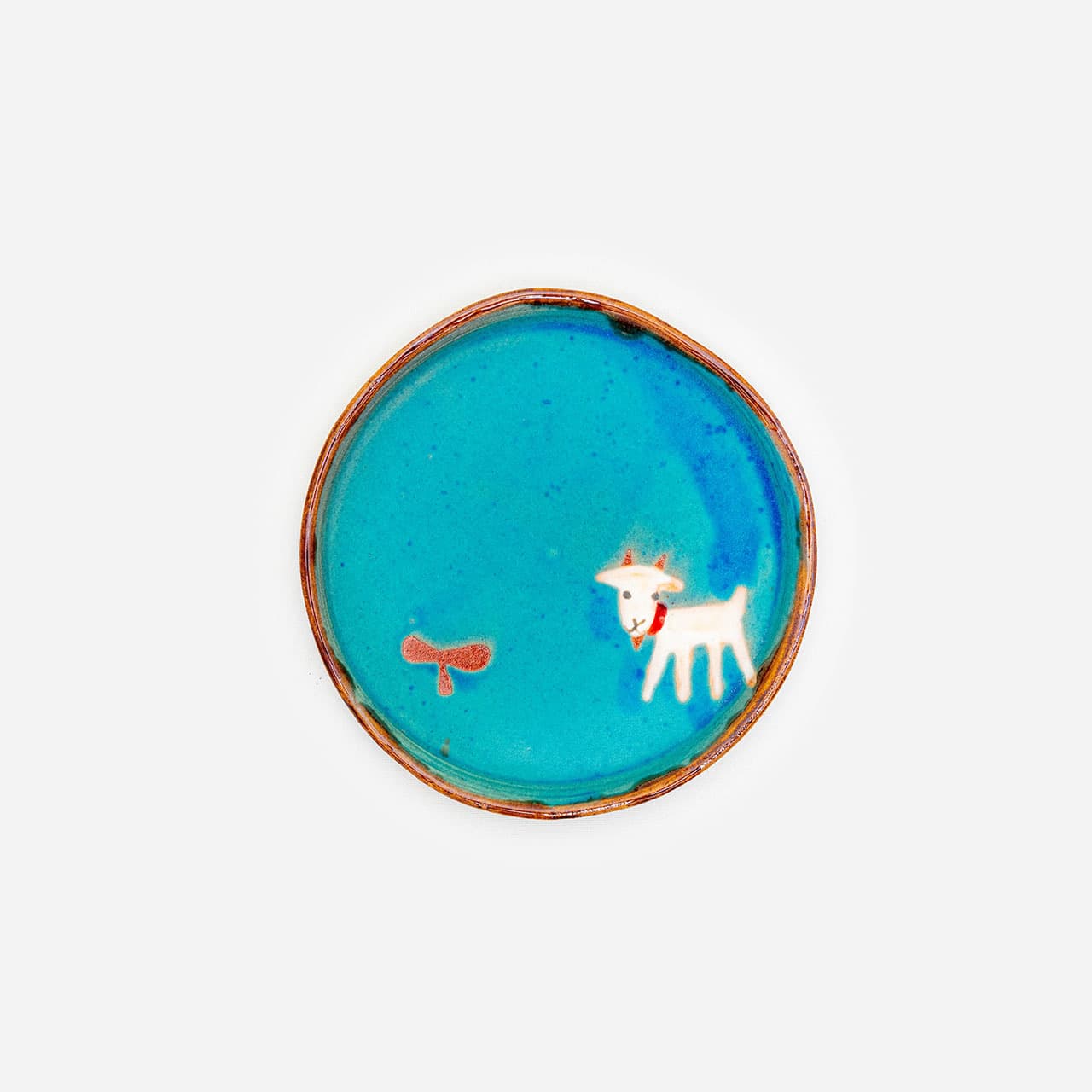 沖縄陶器 やちむん アトリエクッチャネ シェアプレート5寸 ヤギさん