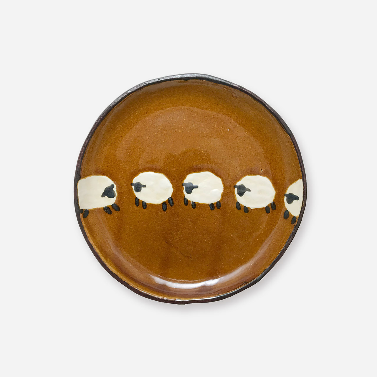 沖縄陶器 やちむん アトリエクッチャネ おかずプレート6寸 緑色 ひつじさん