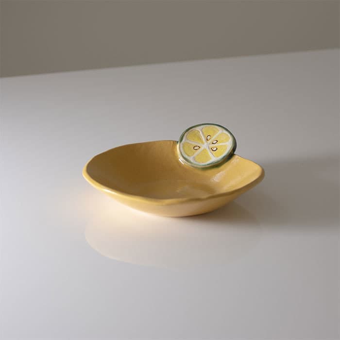 沖縄陶器 やちむん アトリエクッチャネ くっつきプレート シークワーサー柄