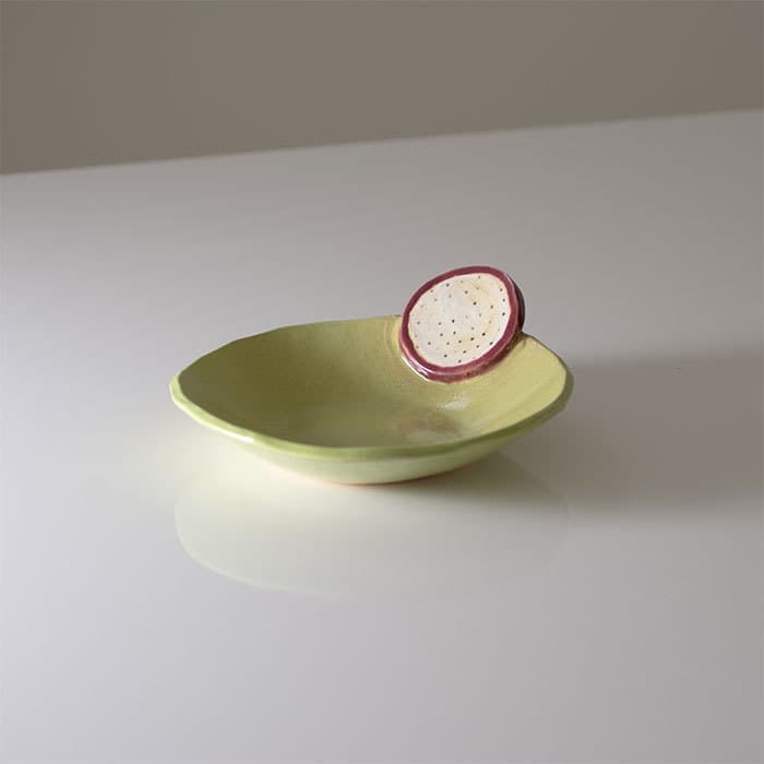 沖縄陶器 やちむん アトリエクッチャネ くっつきプレート ドラゴンフルーツ柄