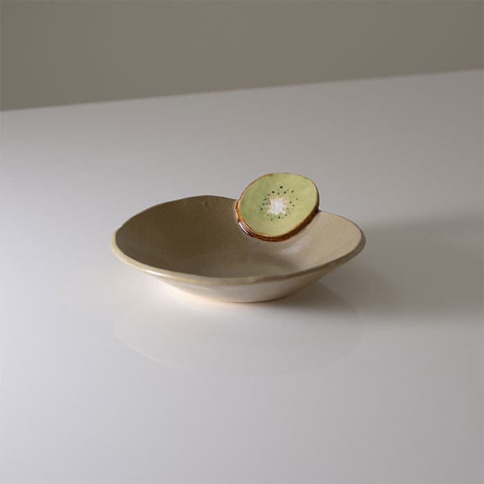 沖縄陶器 やちむん アトリエクッチャネ くっつきプレート キウイ柄