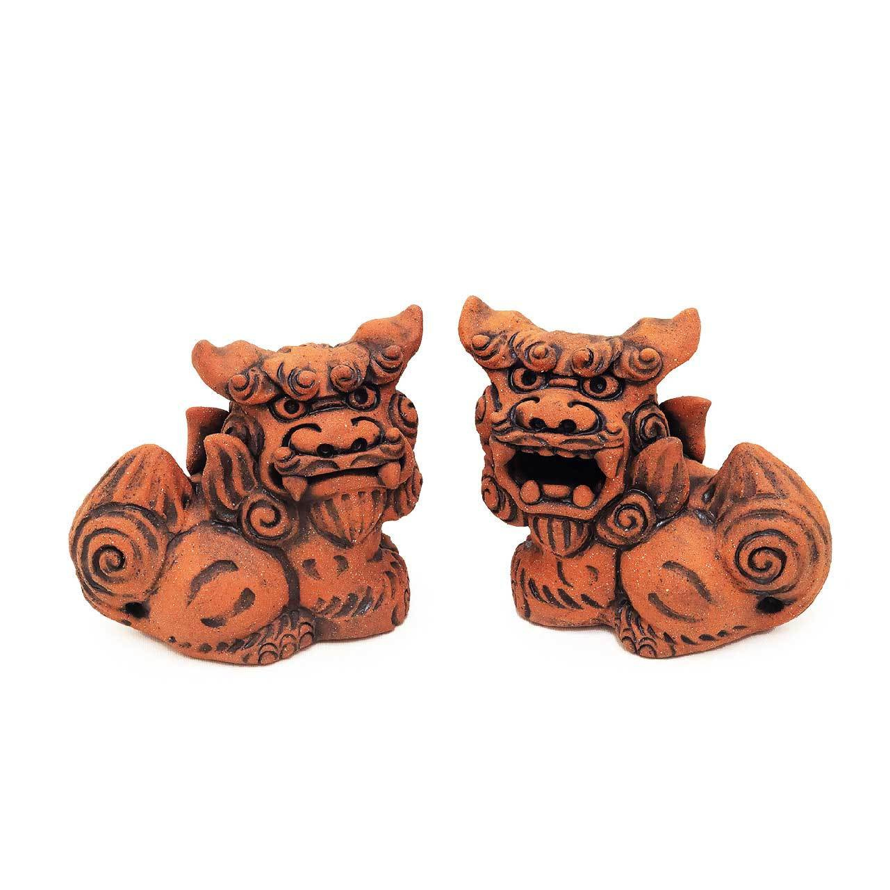 陶工房みちこのみ/前立シーサー/小/赤むん黒
