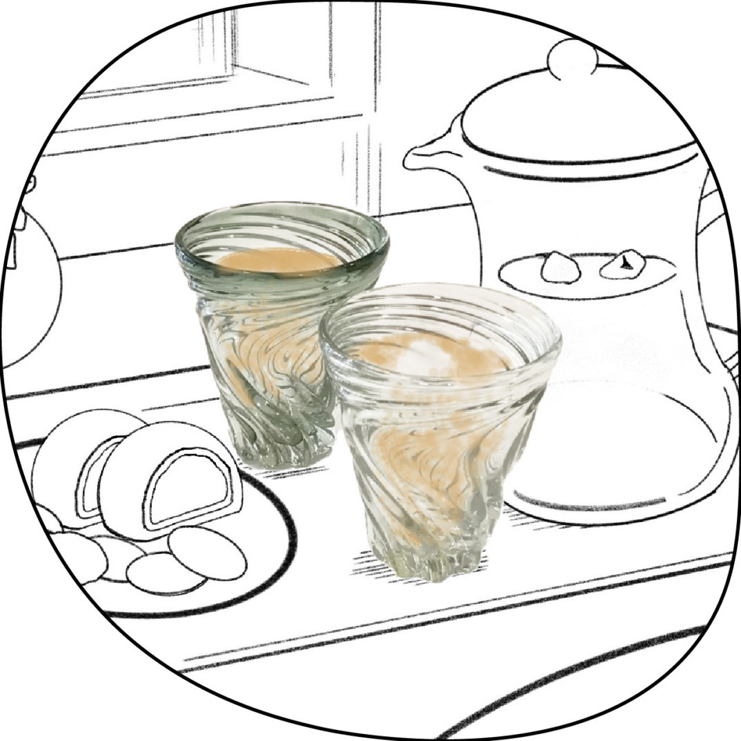 S字模様のグラス